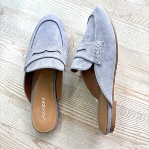 Lisa + Vicky‎ Enrich V Kid Suede Flat Mule Loafers | Lavender Size 7.5